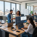 Bureaux modernes et équipe de développement pour un ingenieur informatique agence casablanca